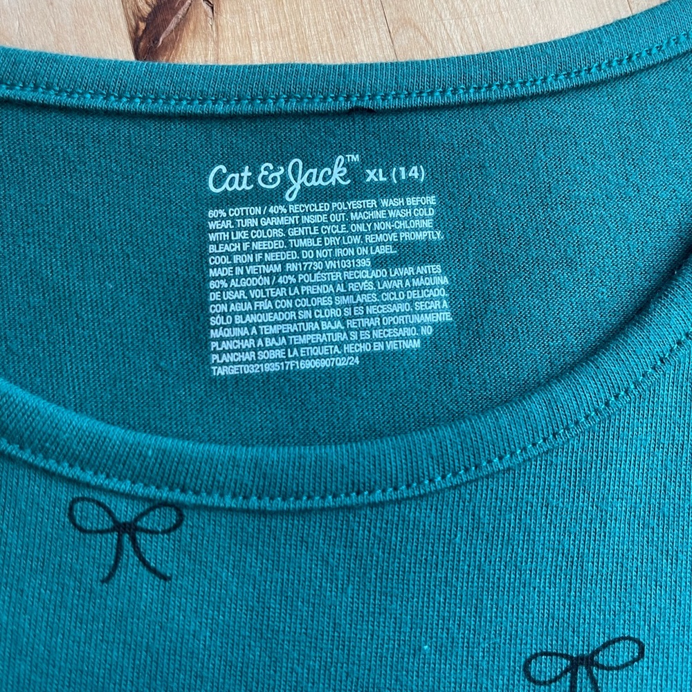 Cat & Jack Teal Dress with Bow Design - Picture 3 of 3